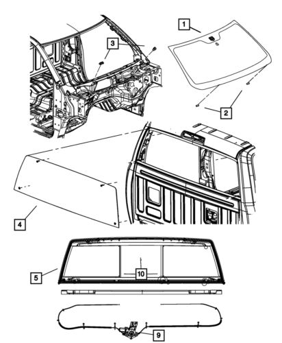 Genuine mopar sliding glass seal kit 68510554aa