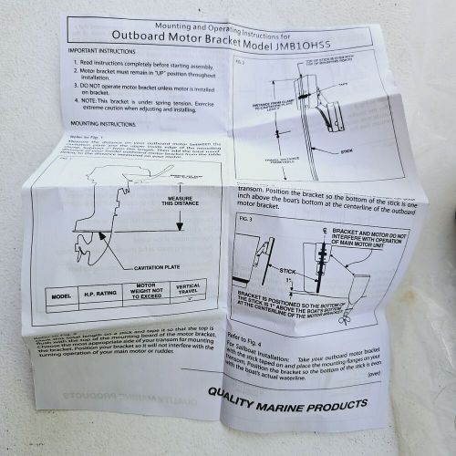 Hyddnice marine/boat outboard auxiliary motor bracket- up to 10hp / 32kg