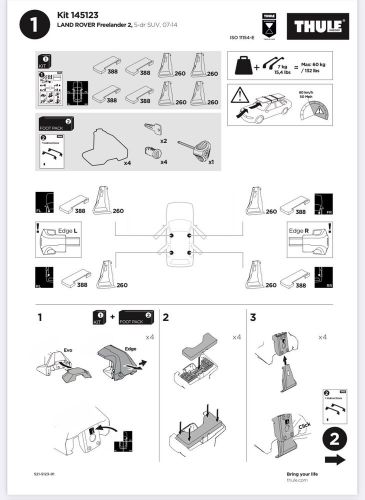 Thule 5123 fitting kit land rover freelander 2 07 to 14