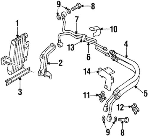 Genuine mitsubishi oil cooler hose mr204354