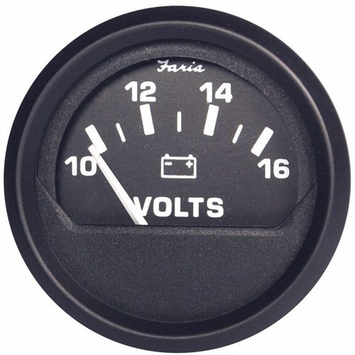 ​faria beede euro black 2&#034; voltmeter (10-16 vdc) - marine battery voltage gauge