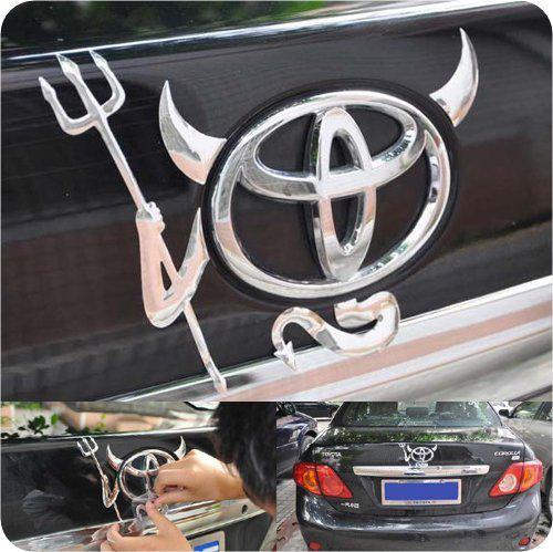 New chrome toyota demon sticker emblemdevil decal badge corolla horn logo 3d