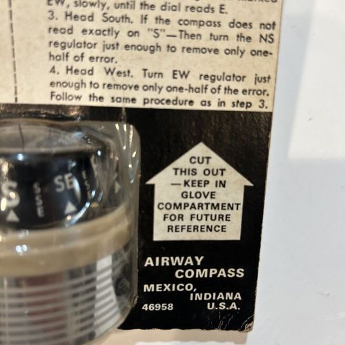 Vtg rare air way compass 595-l sealed in package auto or boat airway precise nos