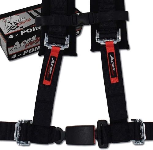 Aces racing 4 point harness with 2 inch padding and ez buckle technology - black