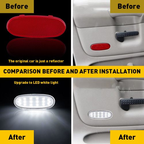 2x rear door panel courtesy led clear lights cover for 2003-2009 dodge ram 3500