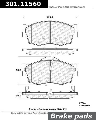 Centric 301.11560 brake pad or shoe, front-centric premium ceramic pads w/shims