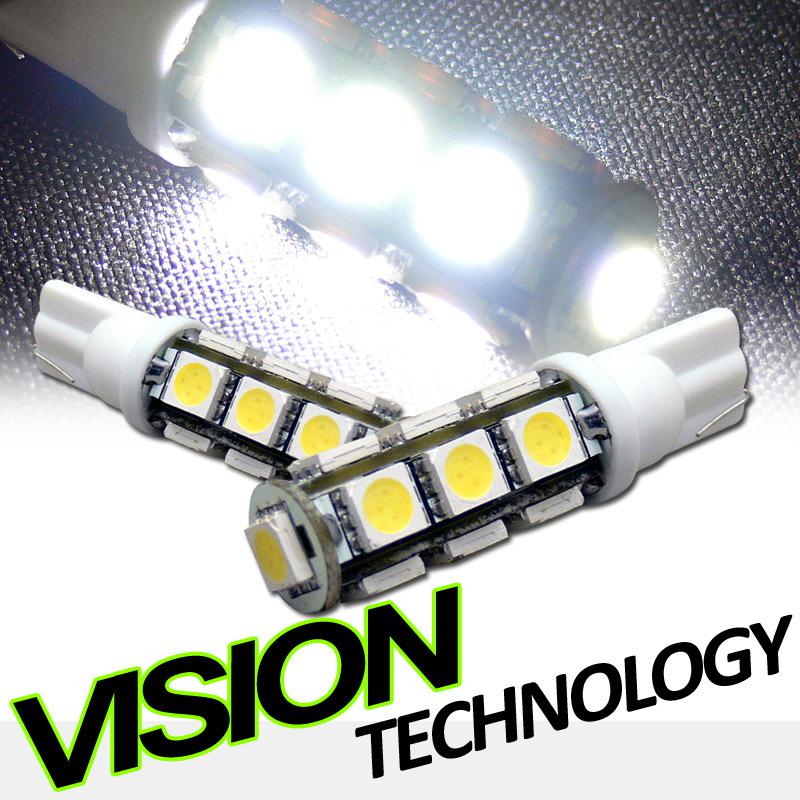 2x super white t10 wedge 13x 5050 smd led interior/glove box/dome/map light bulb