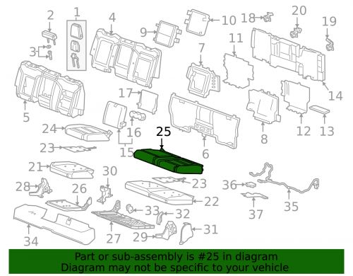 Genuine gm black rear seat cushion cover 86808486