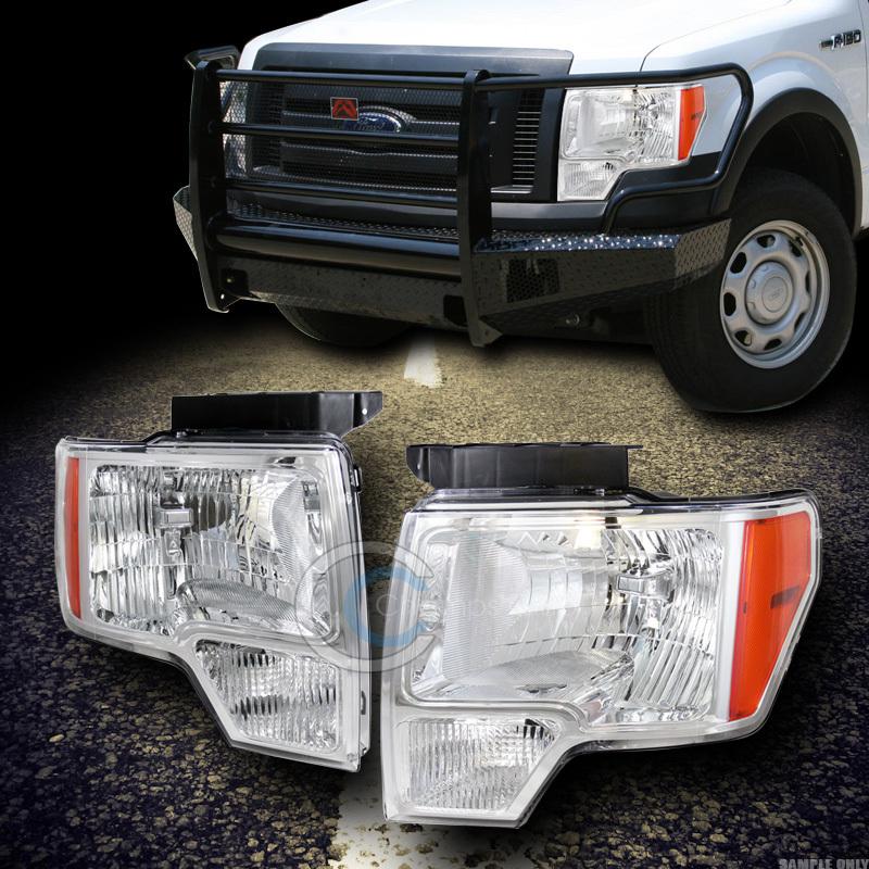 Crystal chrome head lights lamp signal amber left+right dy 09-12 ford f150 truck