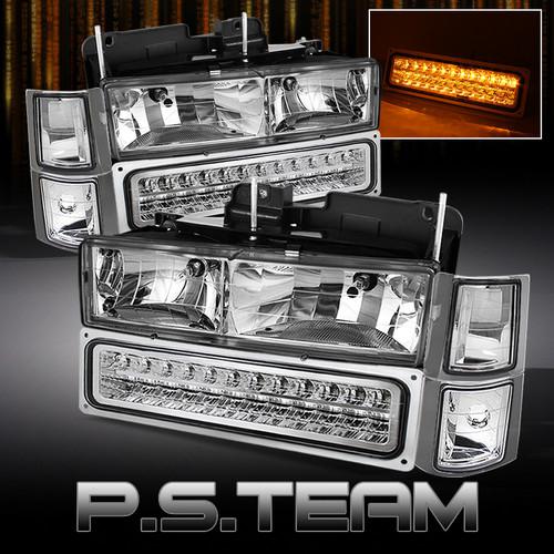 94-98 c/k full size  suburban tahoe silverado headlights +corner+full led bumper