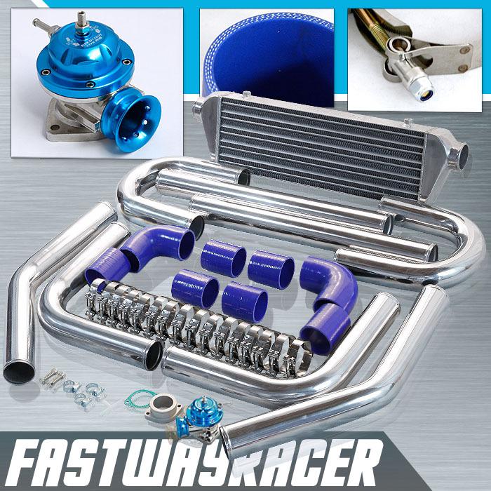 Universal blue 2.5'' aluminum fmic intercooler piping kit + bov intercooler kit