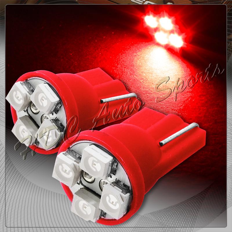 2x 4 smd t10 194 12v interior instrument panel gauge replacement bulbs - red