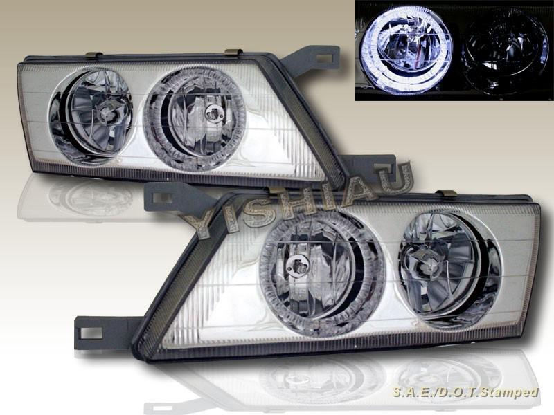 1995-1999 nissan sentra headlights one halo crystal clear lh rh head lamps