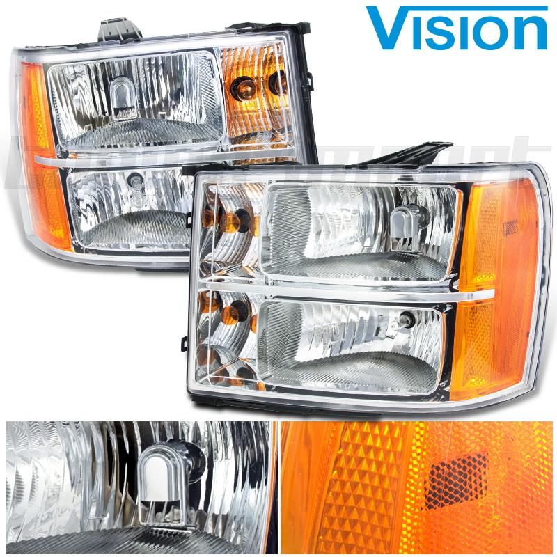 New pair headlight head lamp clear lens full size sierra 1500 halogen left right