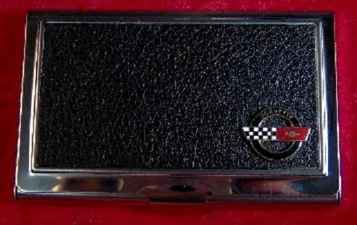 Corvette c4 - stainless steel & leather business card case