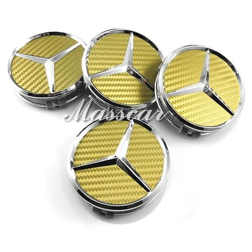 Fit mercedes-benz yellow emblem carbon fiber modified wheel hub center cap cover