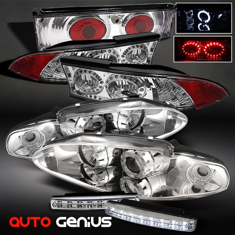 95-96 eclipse projector headlights + led ring tail lights + daytime running led