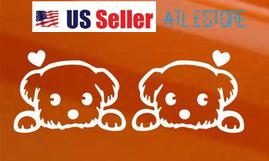 2 pcs white cute puppy dog doggie car auto rear side mirror sticker decal