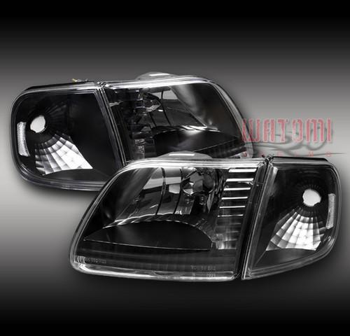 97-03 ford f-150/02 expedition crystal head light+corner signal black left+right