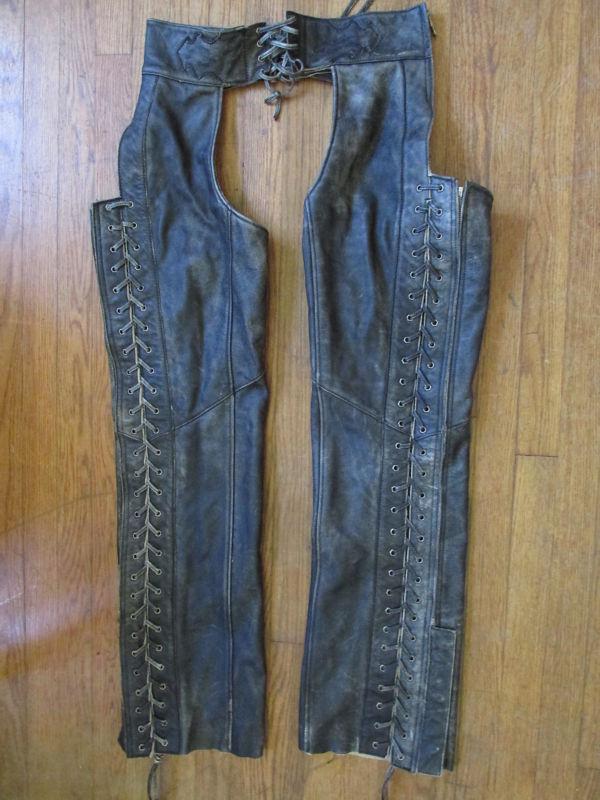 Harley davidson - womens - distressed leather chaps - size medium