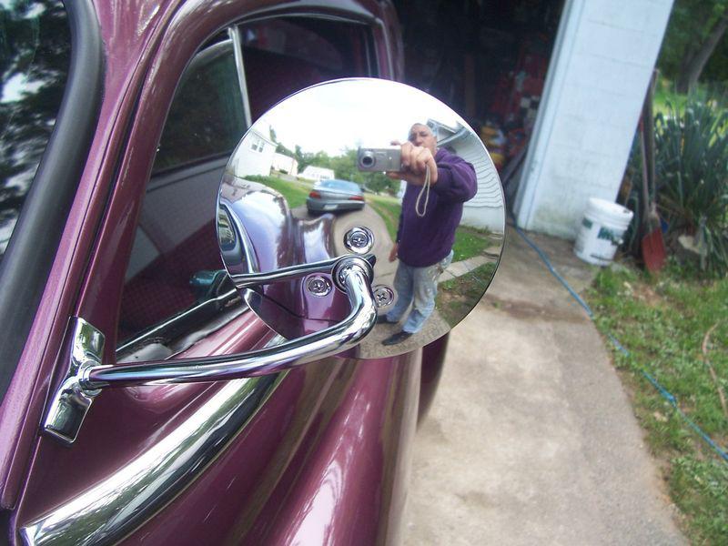 Side view mirror round clamp on for hot rod rat rod custom rod