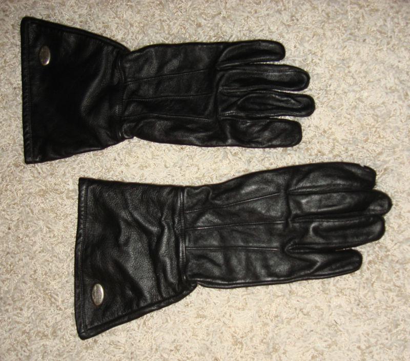 Harley davidson h-d black leather gauntlet riding gloves xl