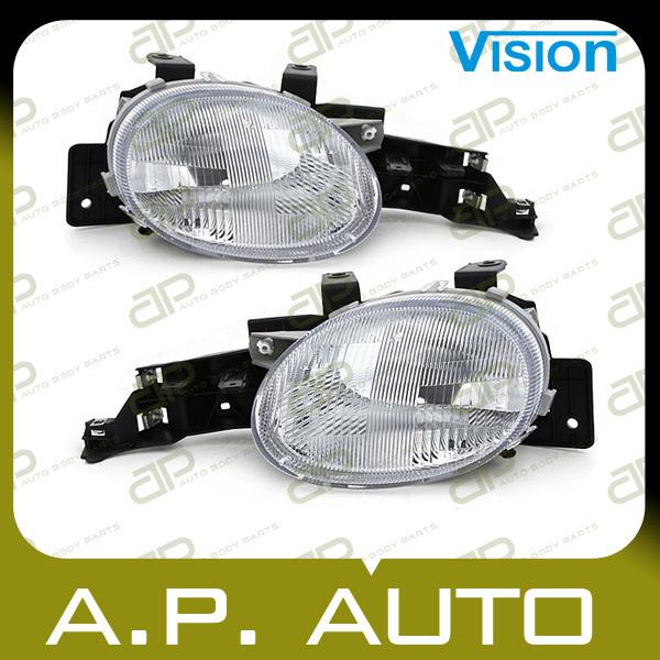 Pair head light lamp assembly 95-99 dodge neon base highline r/t sport lh+rh new