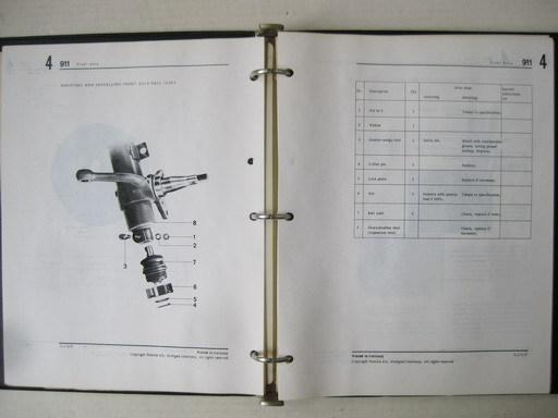 Porsche 911 workshop service manual front rear axle brakes pedal maintenance old