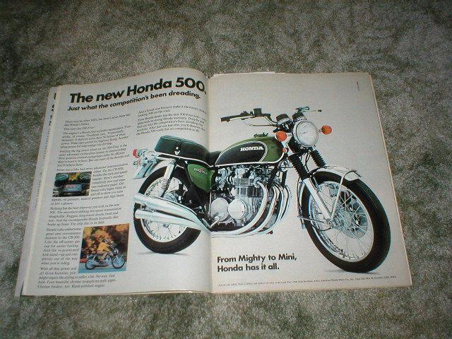 1971 honda cb-500 four motorcycle ad 500 four original 2 pg ad electra glide 