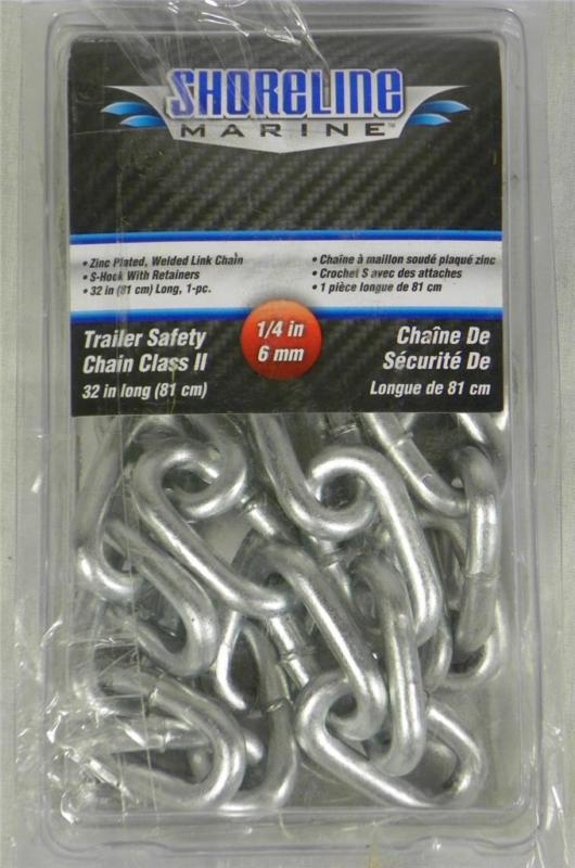 Shoreline marine sl52291 safety chain 1/4" x32" 1- piece fast ship zinc plated