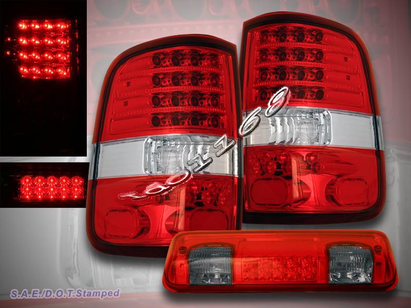 2004-2008 ford f150 tail lights led red + led 3rd brake light red smoke led 07