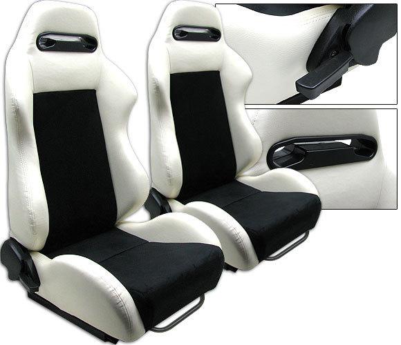 New 2 black & white racing seats reclinable w/ slider all ford mustang cobra