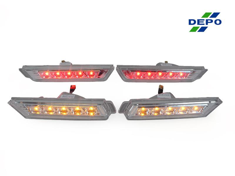 Depo 10-13 chevy camaro clear amber led front + red led rear side marker lights