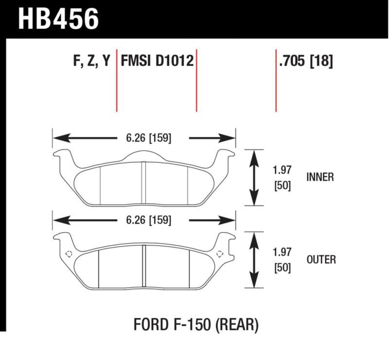 Hawk performance hb456z.705 disc brake pad 04-11 f-150 pickup mark lt