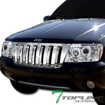 Chrome vertical style front hood bumper grill grille 99-04 jeep grand cherokee