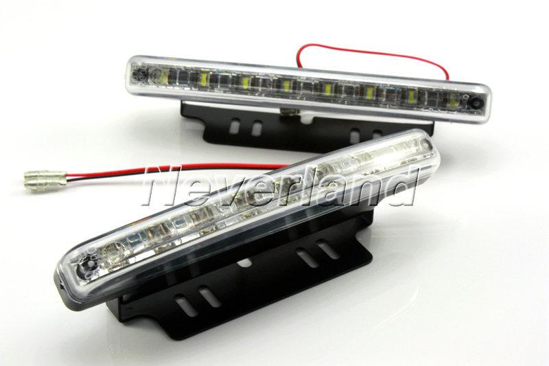 Hot waterproof daytime running light 2pcs 8 led drl daylight head lamp auto 12v