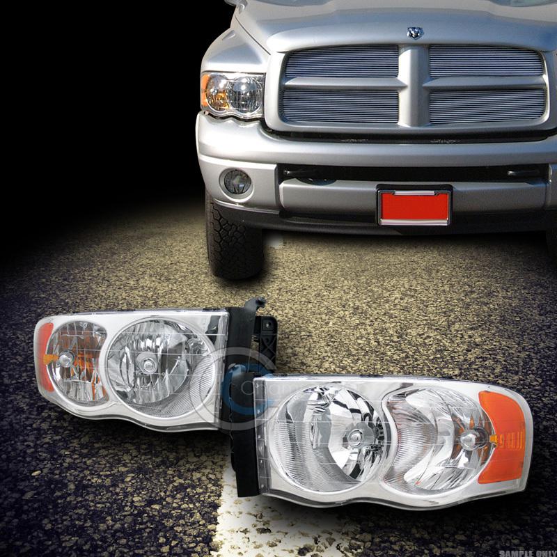 Crystal chrome head lights lamp signal amber left+right dy 02-05 dodge ram truck