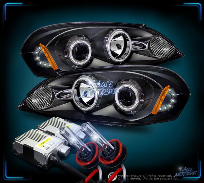 8000k hid chevy 2006-2007 monte carlo dual ccfl halo projector black headlights