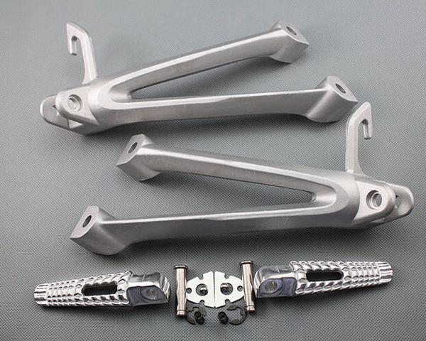 Silver rear passenger foot pegs footrest bracket suzuki gsxr 600 750 2006-2007