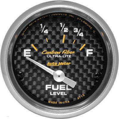 Autometer carbon fiber ultra-lite electrical fuel level gauge 2 1/16" dia 4715