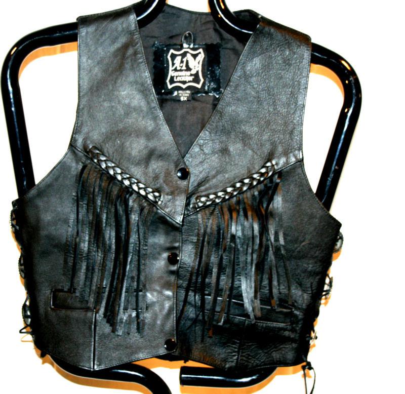 Womens bikers black vest a-1 genuine leather size-xsmall women's vest