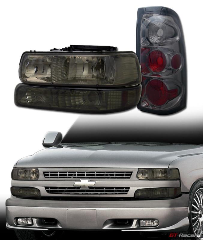 Smoke head lights+bumper am dy+altezza brake tail lamps jy 99-02 chevy silverado