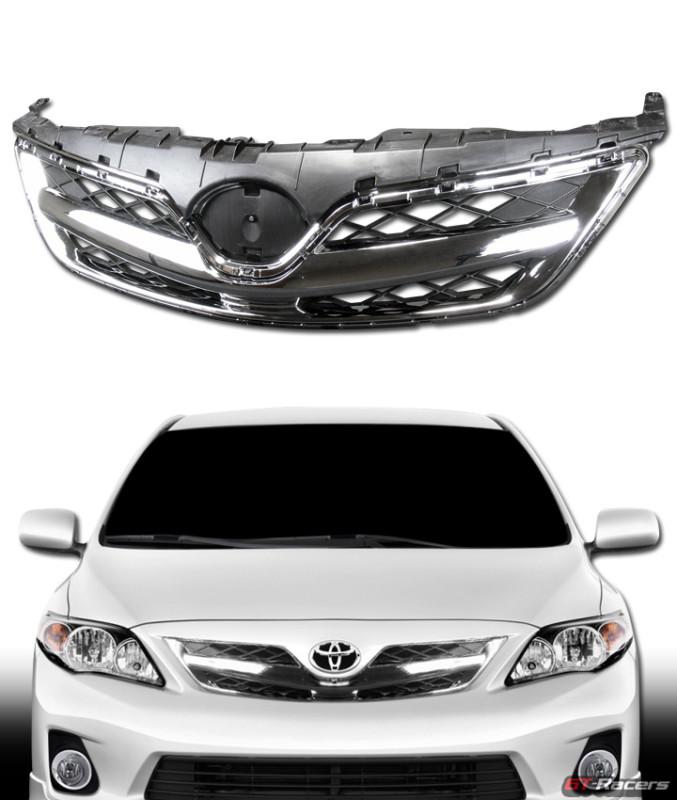 Chrome black mesh front hood bumper grill grille replacement 2011-2012 corolla