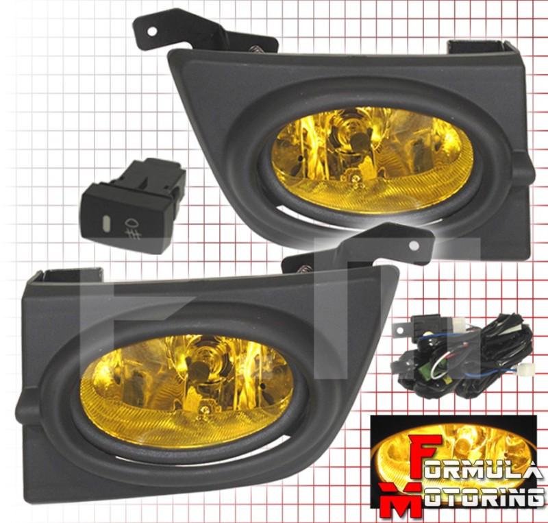 Honda civic 4dr 06-08 yellow lens front bumper fog lights lamps+wring kit+switch