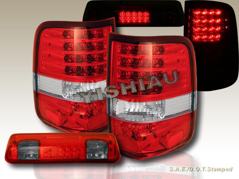 2004 2005 2006 2007 2008 ford f150 tail lights red led+red smoke 3rd brake light