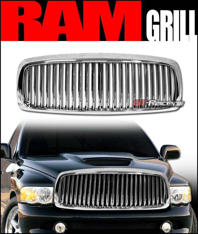 Chrome vertical sport front hood bumper grill grille 2002-2005 dodge ram truck