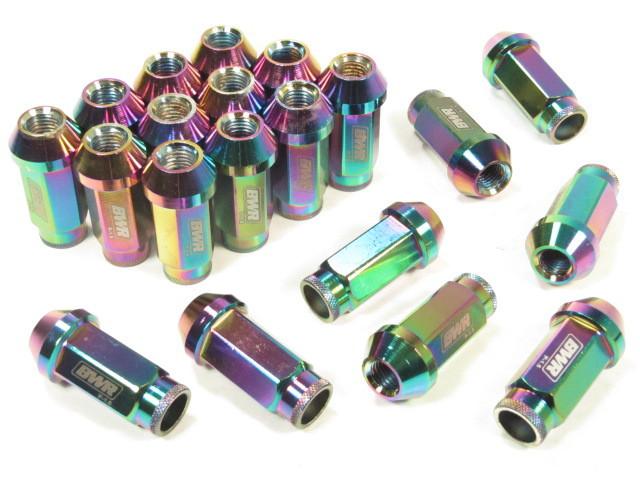 Blackworks extended open ended wheel tuner lug nuts neo chrome 12x1.5mm 20pcs