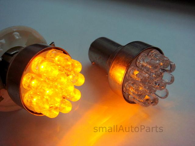 2 x 1157 amber yellow 12- led bulbs rear tail stop parking lights turn signal