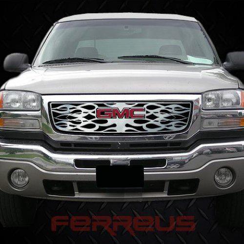 Gmc sierra ld hd 03-05 horizontal flame polished stainless grill insert cover