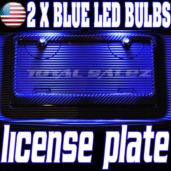 2 x blue led license plate tag light bulb kit t10 158 161 168 194 w4